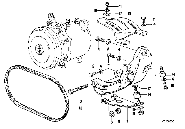 1981 BMW 633CSi Attaching Parts Compressor Diagram