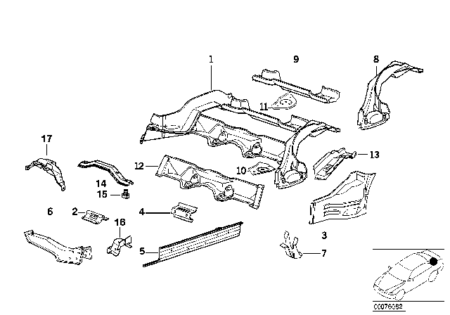 1991 BMW 325is Rear Floor Parts Diagram