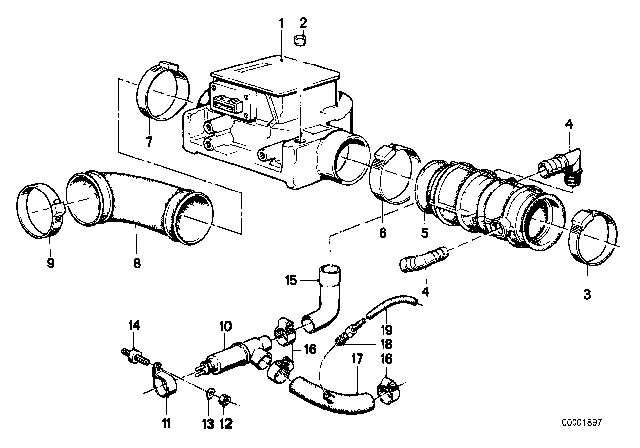 1983 BMW 533i Air-Flow Sensor Diagram for 13621466347