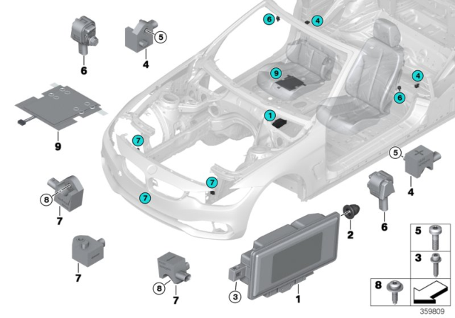 2017 BMW 430i Electric Parts, Airbag Diagram