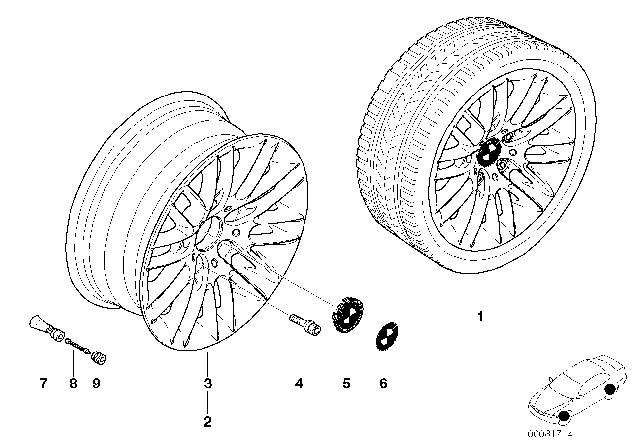 2003 BMW 530i BMW LA Wheel, Parallel Spoke Diagram