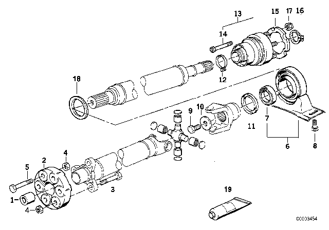 1993 BMW 740i Drive Shaft-Center Bearing-Constant Velocity Joint Diagram