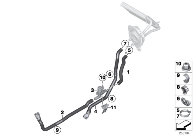 2015 BMW 335i Cooling Water Hoses Diagram 1