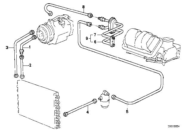 1991 BMW 325i Suction Pipe Evaporator-Compressor Diagram for 64538391048
