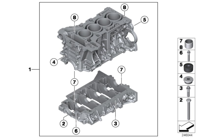 2013 BMW 328i xDrive Engine Block & Mounting Parts Diagram 1