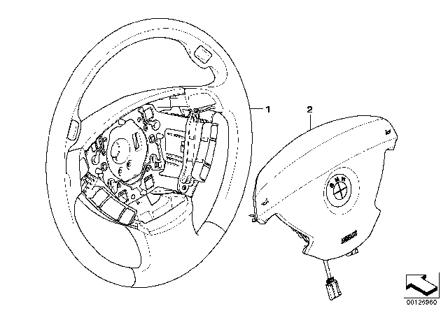 2008 BMW 750i Airbag Module, Driver'S Side Diagram for 32306776769