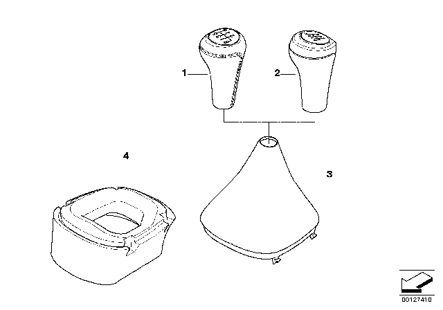 2008 BMW X3 Gear Shift Knobs / Shift Lever Coverings Diagram