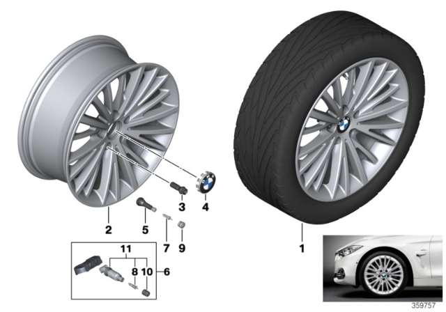2015 BMW 428i xDrive Gran Coupe Disc Wheel, Light Alloy, Bright-Turned Diagram for 36116856218