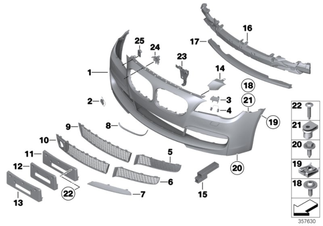 2010 BMW 750i xDrive Trim Grille, Partly Closed, Bottom Right Diagram for 51117903676