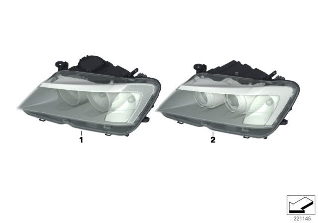 2011 BMW X3 Halogen Headlight Diagram for 63117222025