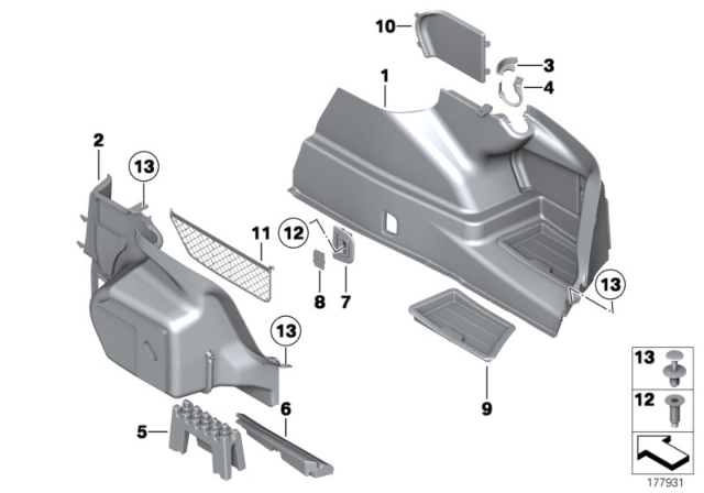 2012 BMW Alpina B7L xDrive Panel Wheel Housing Part.Trunk Right Diagram for 51479113342