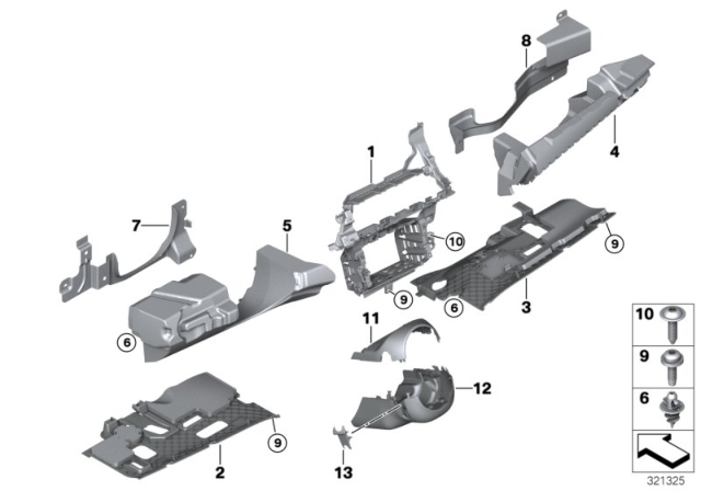2011 BMW X5 M Mounting Parts, Instrument Panel Diagram