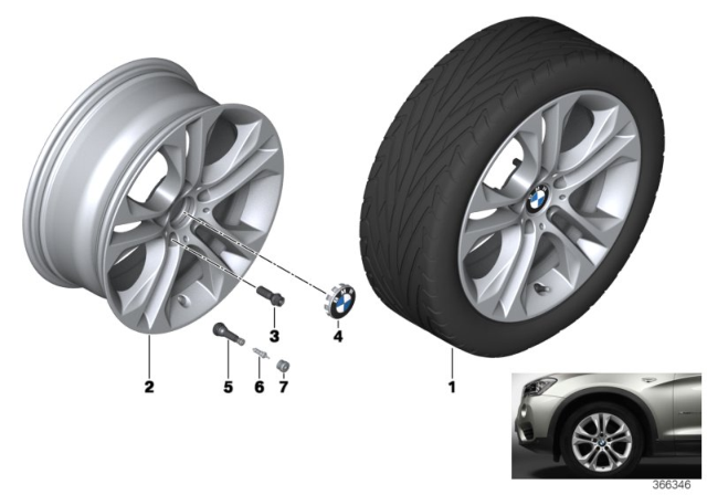 2018 BMW X4 BMW LA Wheel, Double Spoke Diagram 1