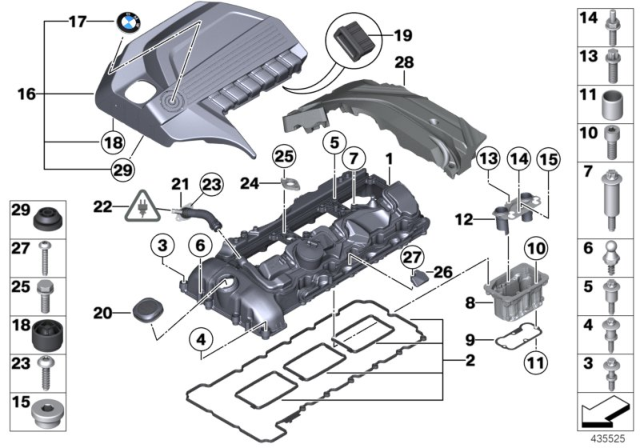 2015 BMW 640i xDrive Gran Coupe Ignition Coil Covering Diagram for 11127607447