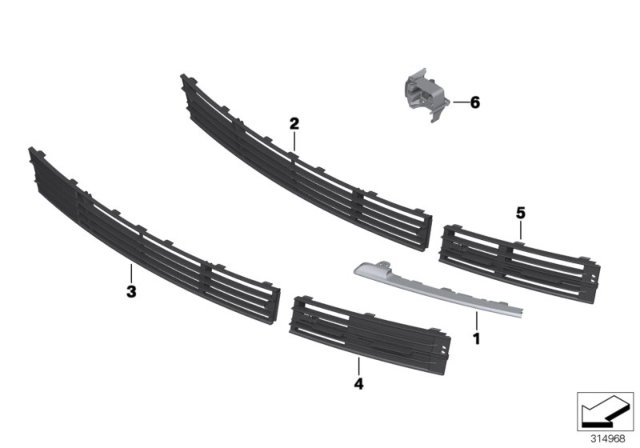 2013 BMW Alpina B7 Grille, Air Inlet, Partly Closed, Left Diagram for 51117295267
