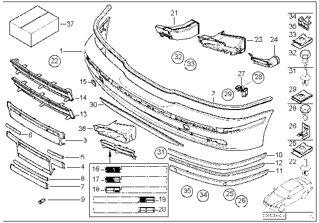 2001 BMW 530i Body Nut Diagram for 07147144276