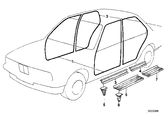1993 BMW 740i Edge Protection Front Diagram for 51728139939