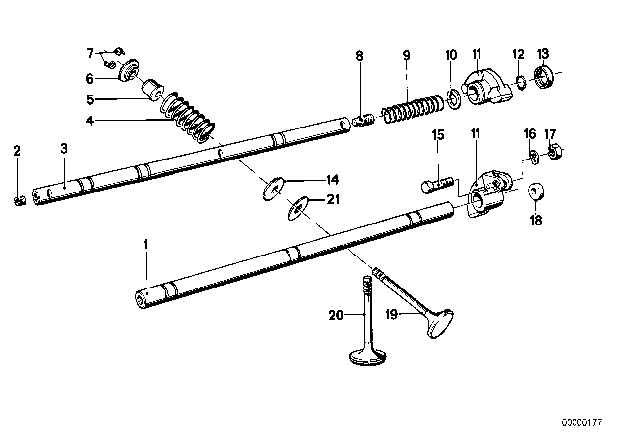 1983 BMW 320i Timing Gear - Rocker Arm / Valves Diagram