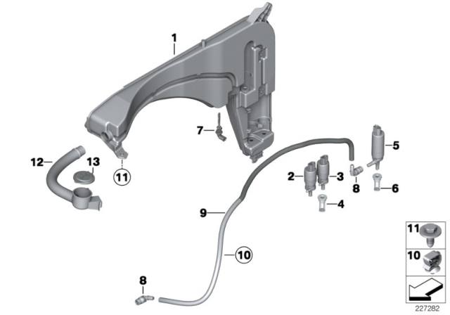 2018 BMW X4 Reservoir, Windscreen / Headlight Washer System Diagram