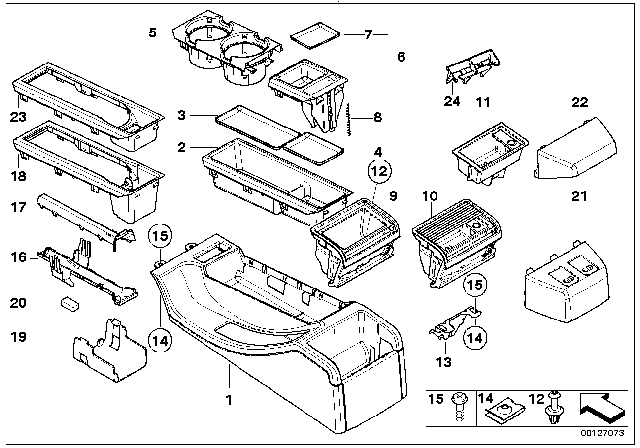 2001 BMW M3 Centre Console Diagram 1