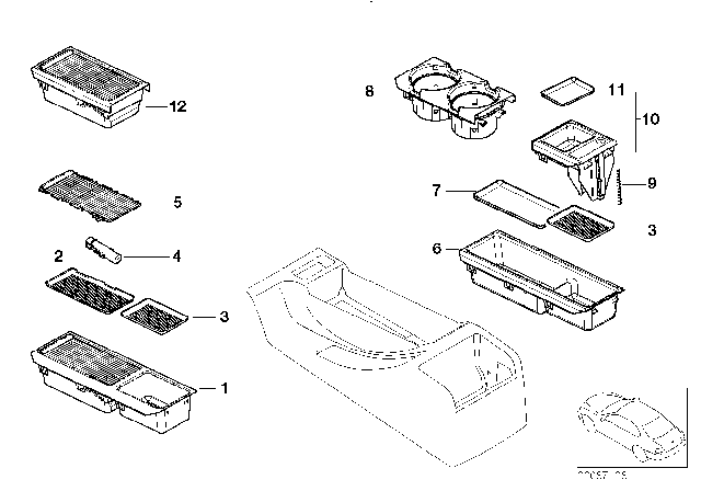 2002 BMW 320i Storing Partition Mounting parts Diagram 2