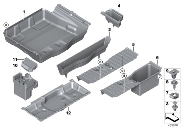 2018 BMW X5 M Storage Tray, Luggage-Compartment Floor Diagram