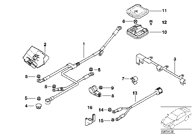 2003 BMW Alpina V8 Roadster Roadster(E52) Battery Cable Diagram