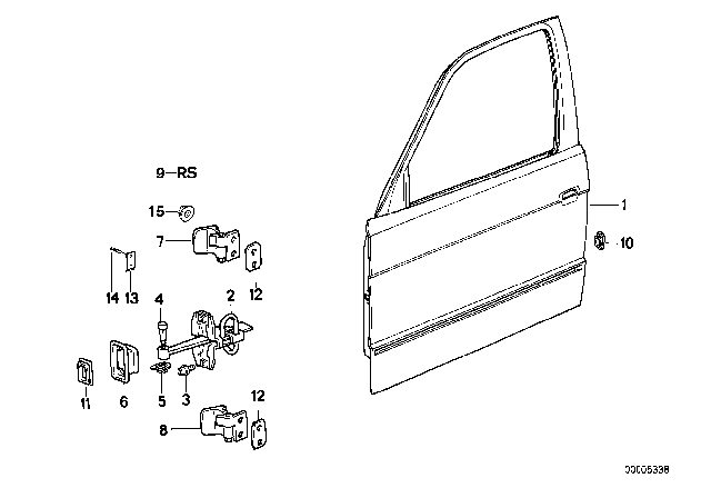 1991 BMW 535i Door Front Left Diagram for 41518138005