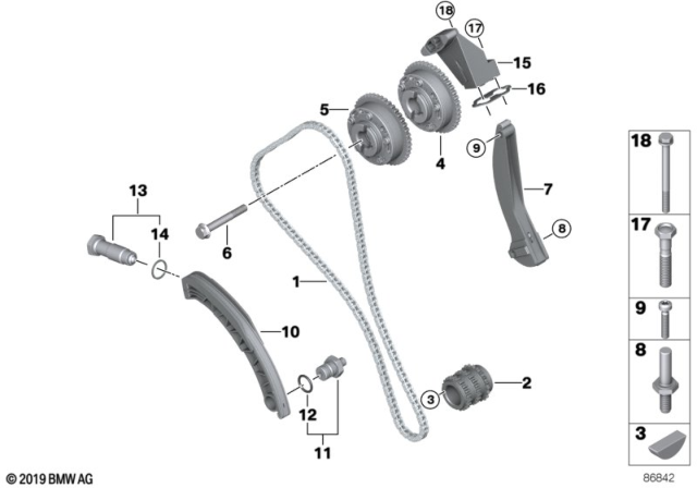 2002 BMW 745i Timing Chain Tensioner Diagram for 11317533462