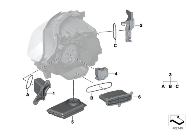 2015 BMW 535d Electronic Components, Headlight Diagram