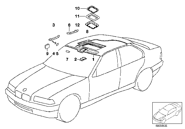 1998 BMW 328is Headlining Diagram for 51448173541