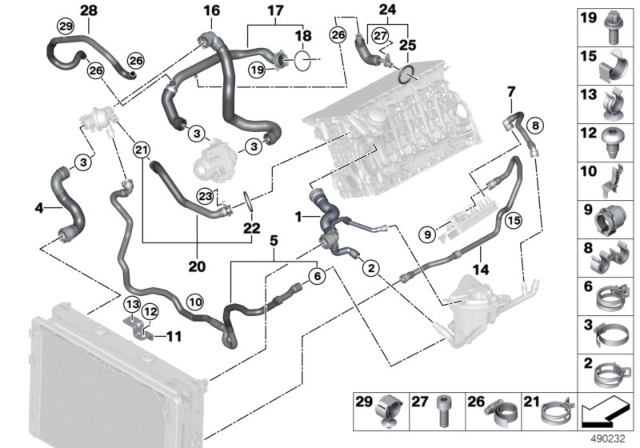 2016 BMW 640i xDrive Cooling System Coolant Hoses Diagram 3