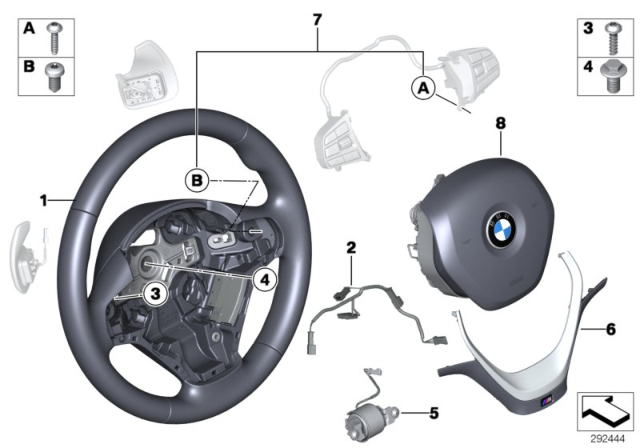 2020 BMW 230i xDrive Sport Steering Wheel, Airbag, Multifunction / Paddles Diagram 1