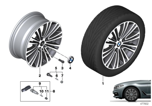 2019 BMW 530i BMW LA Wheel, Double Spoke Diagram 1