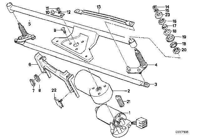 1982 BMW 633CSi Single Wiper Parts Diagram