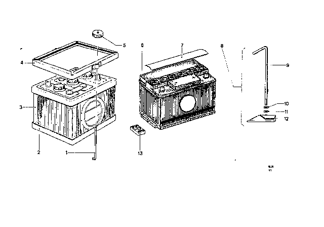 1969 BMW 2000 Battery Holder And Mounting Parts Diagram