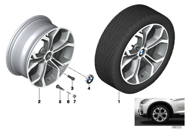 2015 BMW X4 BMW LA Wheel, Y-Spoke Diagram 3