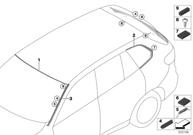 2020 BMW X6 Glazing, Mounting Parts Diagram