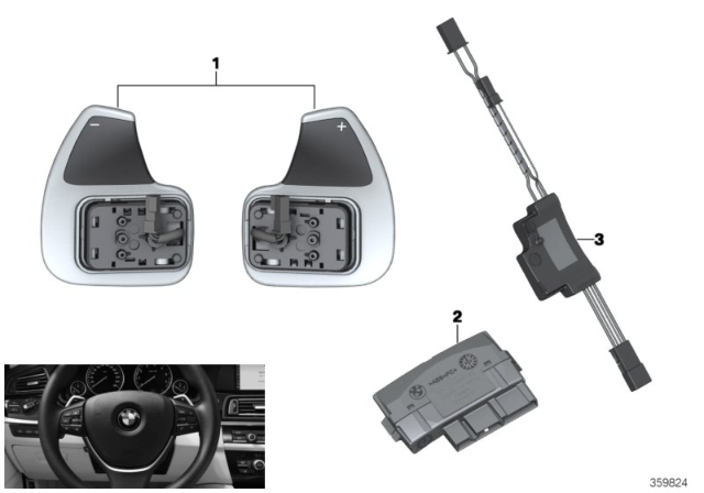 2016 BMW 640i xDrive Steering Wheel Module And Shift Paddles Diagram