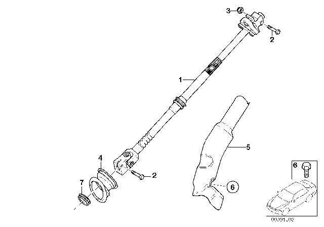 1998 BMW 528i Steering Column - Lower Joint Assy Diagram