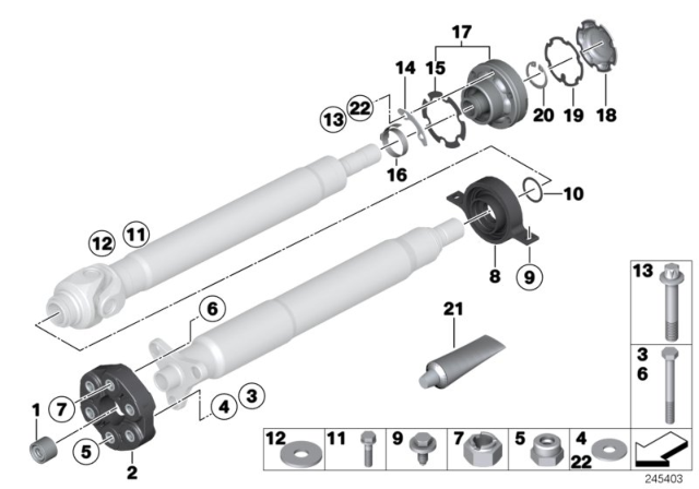 2014 BMW M5 Drive Shaft-Center Bearing-Constant Velocity Joint Diagram