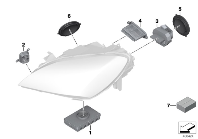 2012 BMW M6 Single Parts, Headlight Diagram