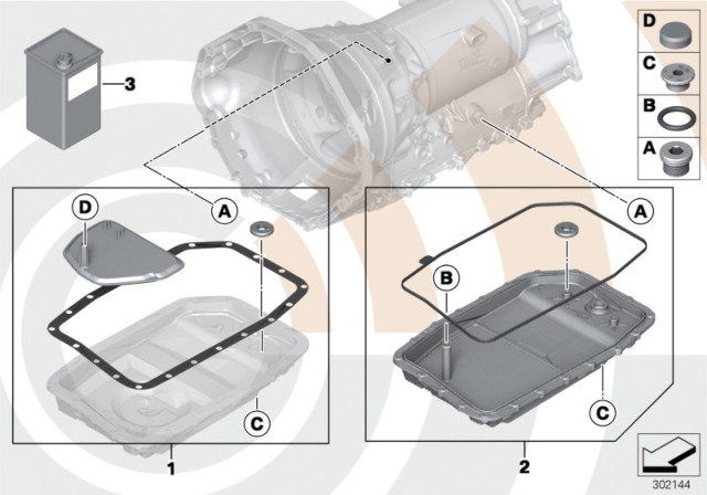2011 BMW X6 Fluid Change Kit, Automatic Transmission Diagram