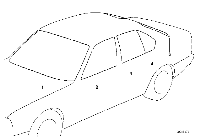 1993 BMW M5 Glazing Diagram