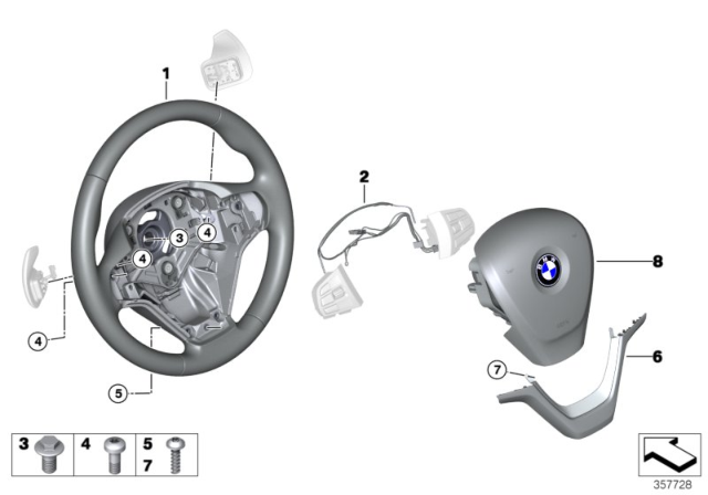 2014 BMW X5 Sport Steering Wheel, Leather Diagram for 32306877870