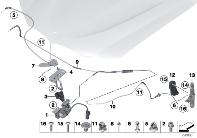 2015 BMW X4 Engine Bonnet, Closing System Diagram