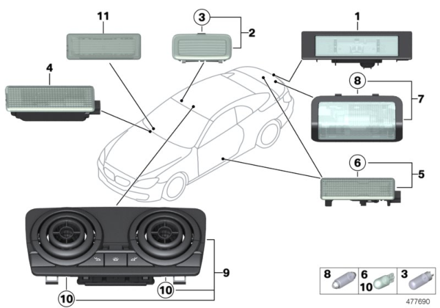 2014 BMW 650i Various Lamps Diagram