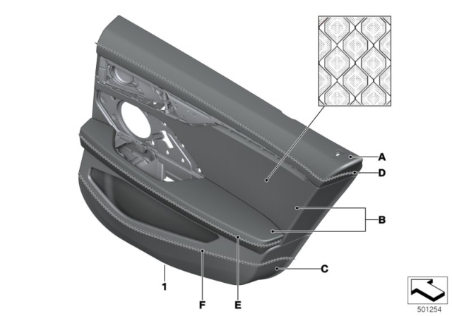 2020 BMW M8 Individual Door Trim Panel Diagram 1