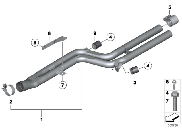 2015 BMW 640i xDrive Front Pipe Diagram for 18307630470