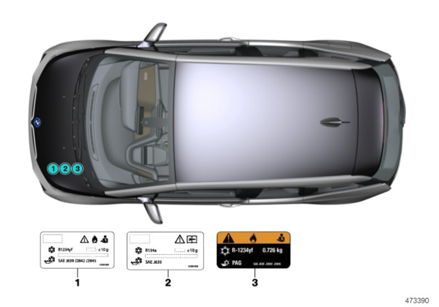 2014 BMW i3 Label, Coolant Diagram for 71239321233